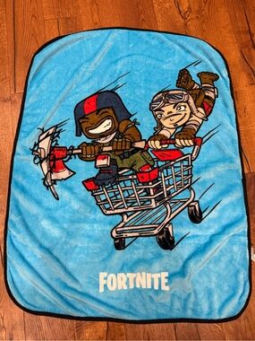 Fortnite Plush Throw Blanket Blue Kids Gaming  45x35 Soft Fleece